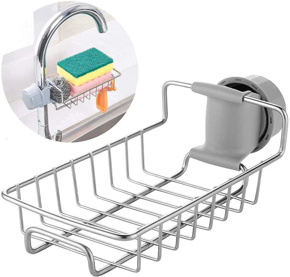 Kitchen Steel Sink Organizer - Get Free 3 Non-Scratch Dish Wash Cloth (worth 199/-)